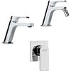 Jacuzzi Set miscelatori lavabo bidet e incasso doccia Jacuzzi | rubinetteria Twilight ottone cromato per piletta di scarico clic clac