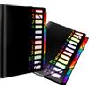Elalove 2pc A4 Cartella Portadocumenti a 12 Scomparti Arcobaleno, Porta Documenti in PP con Bordo Colorato e Legatura in Corda, Raccoglitore Documenti Nero per Ufficio Scuola