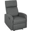 HOMCOM Divano 1 Posto, Poltrona Relax Reclinabile Manuale 145° con Poggiapiedi, Poltroncina Reclinabile Imbottita Ergonomica in Ciniglia per Camera da Letto, Ufficio, Salotto e Soggiorno, Grigio