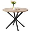 Uderkiny 100 cm tavolo rotondo da pranzo, Grande tavolo da pranzo, Adatto per 4-6 persone, Pannello MDF/gambe in metallo ferroso, adatto per cucina/sala da pranzo, bar, soggiorno(Legno chiaro)
