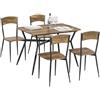 SoBuy Set 5 Pezzi Tavolo con 4 sedia Mobile Cucina Mobile Bar Set mobile sala da pranzo Marrone 110x76x70cm OGT49-F