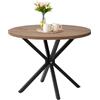 Uderkiny 100 cm tavolo rotondo da pranzo, Grande tavolo da pranzo, Adatto per 4-6 persone, Pannello MDF/gambe in metallo ferroso, adatto per cucina/sala da pranzo, bar, soggiorno (Legno scuro)