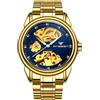 RORIOS Orologio da Polso Coppia Meccanico Orologi Uomo Donna Orologio Automatico Acciaio Inossidabile Orologio Luminosi Scheletrato Orologio Lavoro Elegante Oro Blu B