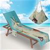 Surwin Telo Mare per Lettino, 3D Stella Marina MicrofibraFodera per Sedia da Spiaggia Copertura per Sedia di Sdraio con Tasche Laterali, Asciugamano per Sport Piscina (75x210cm,Stella Marina)