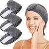 KinHwa microfibra Magia appiccicosa da donna per capelli fascia spa lavabile fascia Wrap fasce con nastro magico per bagno, trucco del viso e sport 3 Pack 8cmx65cm - Grigio scuro