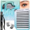 LASHVIEW Kit per estensione ciglia fai da te, ciglia a grappolo con adesivo e rimuovitore, applicatore per ciglia per estensione ciglia fai da te CE103-KIT