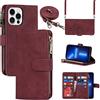 Cavor Cover Compatibile Con iPhone 13 Pro Max con Cordino,Flip Portafoglio Custodia in pelle,[9 Porta Carte][Magnetico],Custodia Libro Cover con Laccio Compatibile Con iPhone 13 Pro Max - Rosso