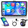 podofo 【2+64G】9'' Autoradio 2 Din Per VW Golf 5 6 Polo Passat Skoda Touran Tiguan Seat Con Carplay Android Auto senza fili Mirror link,Car Radio Con Schermo HiFi Bluetooth RDS/FM+AHD Back up Camera+CANBUS