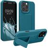 kwmobile 1x Custodia Compatibile con Apple iPhone 16 PRO - Cover Supporto Dita - Back Case per Smartphone - Protezione Gommata Petrolio Matt