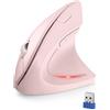TECKNET Mouse Verticale, 4800 DPI Mouse Wireless Ergonomico, Protegge Il Braccio, Mice Senza Fili 6 Pulsanti per PC, Computer Portatile, Mac, Rosa