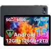 TABWEE T80 Tablet Android 15 con Gemini AI, 12 GB RAM + 128 GB ROM (2 TB TF), Tablet 10 pollici, Bluetooth 5.0 | 5G WiFi | Batteria 6000 mAh | Display 1280 x 800 | Jack 3,5 mm | Tipo-C | WPS | GPS