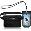 iVoler Kit Impermeabile con Borsa Marsupio e Custodia Smartphone IPX8 per Sport Acquatici Pesca Vela Sci Mare Escursione, Protezione per Cellulare Portafoglio Documenti - Nero