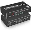 IVIVTOR Switch Matrice HDMI 2x2 - Interruttore a Matrice 2 Ingressi 2 Uscite - Selettore e Sdoppiatore HDMI con Telecomando IR, Supporta Ultra 4K@60Hz YUV 4:2:0, 4K@30Hz, 3D, Dolby Digital, HDCP 1.4