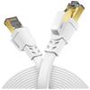 deleyCON 10m Cavo LAN CAT 8.1 Piatto Rete Conduttore Rame 40 Gbit 2000 MHz Patch Gigabit Ethernet Cable Connettore RJ45 LAN DSL CAT.8 - Bianco