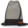 By Bers LEON Sacca da palestra con tasche interne con chiusura lampo, borsa da donna e da uomo, Zigzag_nero, 40cm hoch, Sacca da palestra