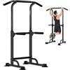 DlandHome Power Tower, barra per trazioni e trazioni, per palestra domestica, stazione per trazioni, attrezzatura per allenamento, allenamento di forza, fitness, nero