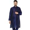 SKAVIJ Camicia Lunga da Uomo in Seta Artistica Indiana Casual Kurta Party Wear (Small, Blue)
