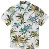 Miyanuby Camicie hawaiane estive a maniche corte con bottoni a maniche corte tropicali con palme floreali da spiaggia abiti da vacanza camicia, Bianco palma, 7-8 Anni
