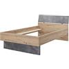 Composad | Letto della Linea LAFABRICA, Letto Una Piazza e Mezza, Spazio per Cassettoni (Non Inclusi), (LxAxP) 127,40x91,10x215 cm, Colore Rovere Oak Mielato e Grigio Tadao, Made in Italy