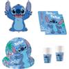 Procos - Stoviglie per feste Disney Stitch, decorazione per compleanno da 37 pezzi, include 8 piatti di carta, 8 bicchieri di carta, 20 tovaglioli e un palloncino di carta stagnola