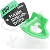 greate Sistema di livellatori per piastrelle da 250 Pezzi 2mm - Set per la Posa con 100 Clips, 100 Cappucci a Vite e 50 Crocette per piastrellisti - distanziatori per piastrelle 2 mm