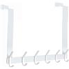 MEIJO Appendiabiti Da Porta, Ganci Porta In Acciaio Inox Con 6 Ganci, Attaccapanni Da Porta Per Cucina Ufficio Bagno (Bianco,Interno)