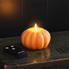 Lights4fun TruGlow® Candela a LED a Forma di Zucca con Fiamma Tremolante in Vera Cera Arancione a Pile con Timer e Telecomando Decorazione Autunnale e di Halloween per Interni