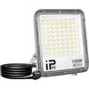 RIGIDON Faro LED da Esterno, 100W 10000LM Faretti Proiettore LED con Spina | 6000K Bianca Fredda, Impermeabile, Faretto LED Esterno, Fari di Sicurezza per Terrazza Giardino Cortile Garage Magazzino