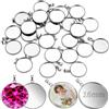 TXXATX 25 Pezzi Vassoi per Pendente 16mm in Acciaio Inossidabile Supporti Rotondi per Cabochon in Argento per Creazioni Fai-da-te Gioielli Foto Fiori Secchi Glitter Ciondoli