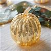 Lights4fun Zucca di Halloween in Vetro Color Oro Antico con LED di Luce Bianca Calda a Pile per Uso in Interni