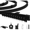 JIHXYER Flessibile Binario Tenda Soffitto, 5 M (16,4 Ft) Binario per Tende a Soffitto, Curvo, PVC, Metallo, Plastica e Acciaio Inox, Nero, per Montaggio a Soffitto