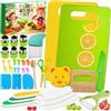 SaiXuan 31 Pezzi Set di Utensili da Cucina per Bambini, Coltelli Montessori Sicuri, Include Taglieri, Coltelli e Formine per Biscotti, Perfetto per Bambini dai 3 4 5 6 7 Anni per Imparare a Cucinare