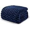 Exclusivo Mezcla Coperta Plaid Pile di Flanella per Divano, 150x200 CM Coperta Letto Singolo Matrimoniale con Elegante Jacquard, Morbida e Calda, Blu marino