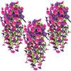 LIUYIDM 3 Pezzi Piante Artificiali da Esterno Pianta Finta da Appendere Come Una Vera Petunia Piante Artificiali da Appendere, Resistenti alle Intemperie, per Esterni, Balconi (Loto viola+rossoe)