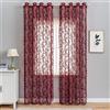 MIULEE Tende di Pizzo-Tende Rosso Vino per Finestre in Pizzo Trasparente Ricamate Floreali per Camera da Letto Soggiorno, Tenda Ricamate con Occhielli, 2 Pezzi Tenda, 2 X150x245cm(LxA)