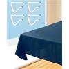 HW CASA Tovaglia Antimacchia 140X180CM,Omaggio 4 Ferma Tovaglia da Tavola,Tovaglia Blu×8 Posti,Tovaglia Antimacchia Rettangolare per Cucina,Soggiorno ed Esterni,Tovaglia in Poliestere Lavabile