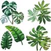 GORGECRAFT 4pz 16cm Adesivi per Finestre con Piante Tropicali in Plastica PVC Estate Piante Verdi Foglie di Albero Statico Rimovibile Impermeabile Non Adesivo Adesivi Rotondi per Finestre Porta