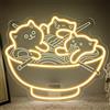 YuoGdhSIa Ramen Cat Neon Led,Gatto Noodle Neon Light Decorazione Parete,Kawaii Anime Insegne Luminose per Giapponese Restaurant Home Bar Kitchen,Neon Sign Regalo per Uomini Lady Ado USB Powered（14.9*12.6）
