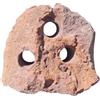 Natunae Roccia Pietra lavica Rossa con 3 Fori, Decorazione Naturale per Acquario e Terrario