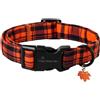 ARING PET Collare per Cani di Halloween, Collare Autunnale Arancione a Quadri con Chiusura Rapida in Fibbia di Plastica, Comodo Collare di Cotone per Cani Ragazzi e Ragazze