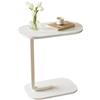 lcvtos Tavolino Laterale a Forma di C | Tavolino da Caffè in Legno con Finitura noce, Tavolino Moderno, Tavolino Laterale Versatile per Comodino, Soggiorno e Camera da Letto (Bianco + bordo bianco)