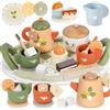 Dreamon Set da Tè Giocattoli in Legno per Bambini, Tea Party Gioco di Ruolo Giocare Montessori Regalo Natale Compleanno Bambina Bambino 3 4 5 6 7 Anni