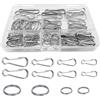 WeqeYent 90 clip per asta della bandiera in acciaio inox, 28/32/40/50 mm, ganci a molla con anello portachiavi rotondo per bandiere con occhielli, striscioni, portachiavi, bandiere, bandiere