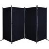 QUICK STAR Paravento da Giardino 220 x 165 cm 4 parti pieghevole Divisorio in Tessuto Balcone Protezione della Privacy Nero
