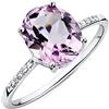 Miore Anello Donna Ametista Rosa con Diamanti taglio Brillante Oro Bianco 9 Kt / 375