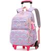 Amythe Zaino Bambina Scuola Elementare con Trolley, 6 Ruote Viola