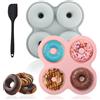 Raykce Stampo Ciambelline Silicone, 2 Pezzi Stampo per Ciambelle 4 Cavità con Pennello, Stampo Antiaderente Ciambella per la Cottura di Donuts, Muffin, Cupcake, Biscotti, Bagel, Dolci, Budino