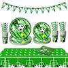 PYAILI Decorazioni per feste di calcio per 20 ospiti, set da tavola include piatti di carta da calcio, per tema sportivo festa di compleanno, baby shower decorazioni per feste