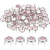 QUARKZMAN 80pz Borchie Strass, 6mm Piedini per Borse Rivetti Decorativi Rotondi Perline Cristallo Punk per Fai Da Te Pelle Tessuto Vestiti Cinture Borse Zaini Accessori Artigianato, Rosa