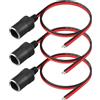 HATMINI 3 prese femmina per accendisigari da 14 AWG con cavo placcato in stagno, 12 V 24 V, cavo di alimentazione universale per riparazione e sostituzione dell'accendisigari dell'auto, 30 cm